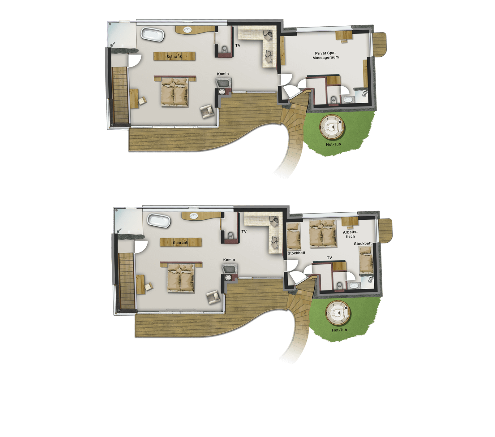 etaner_OG_neu first -level + Cottage: Cottage can be used as massage- or study room or also as 3rd bedroom